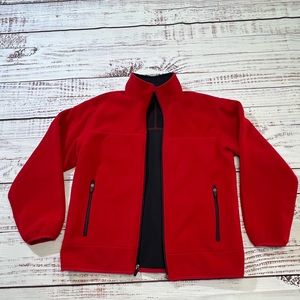 Boys Lands' End fleece jacket red Medium 10 12